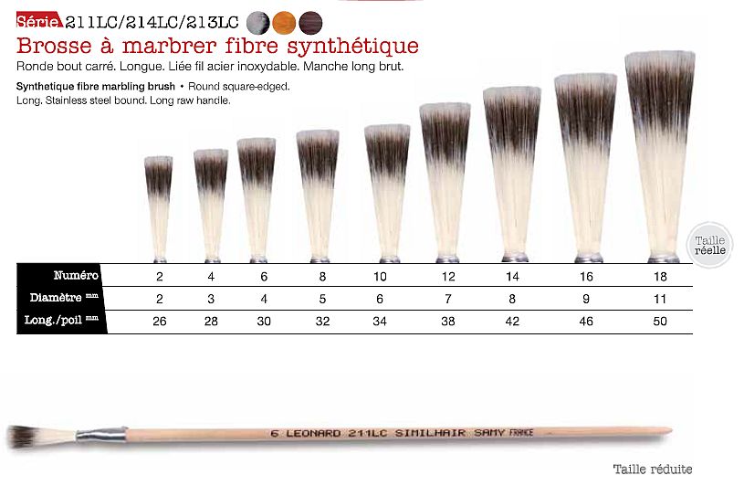 LEONARD Marbling brush in grey synthetic fibre Similhair Samy 2122 UB