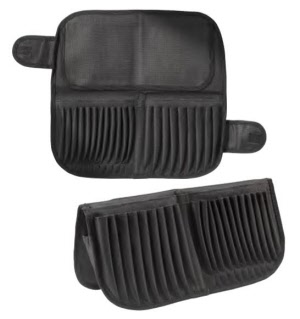 Brushholder in black synthetic fabric with velcro closure