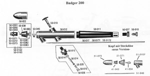 Badger Airbrush Model 150 Complete Head Assembly - Fine, 50 0161